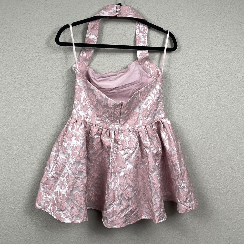 NWT Atoir Winnie Halter Dress Mini Vintage Pink Floral Jacquard Sz 8 - Picture 6 of 15